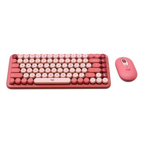 Logitech POP Wireless Mouse and POP Keys Mechanical Keyboard Combo - Customisable Emojis, SilentTouch, Precision/Speed Scroll, Compact Design, Bluetooth, USB, Multi-Device, OS Compatible - Heartbreaker