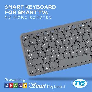 TVS-E Champ Smart Wireless Keyboard for Smart TVs, Windows, Apple iOS, Apple TV, Android Tv or Chrome, Long Lasting Battery Life, 8 Million Key Strokes, Smart TV Multimedia Keys