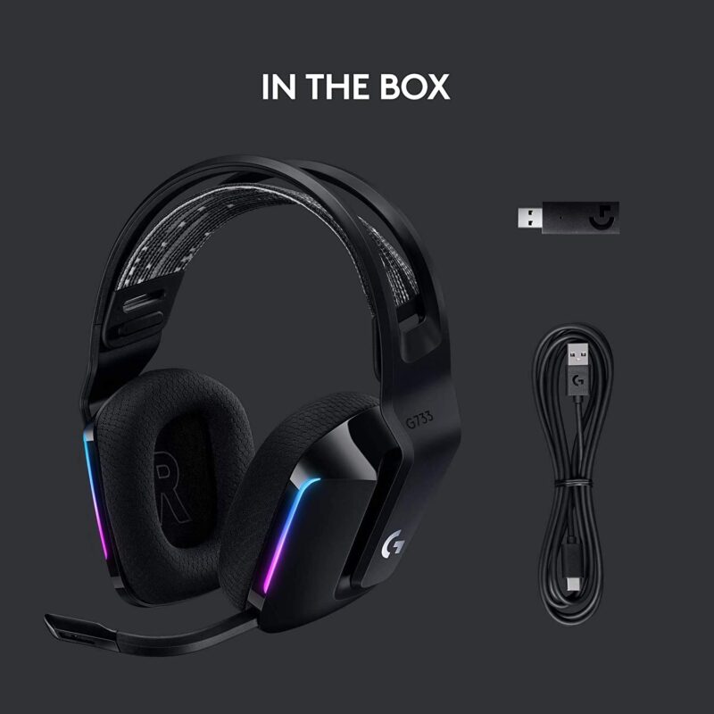 Logitech G733 Lightspeed Wireless Gaming Headset with Suspension Headband, LIGHTSYNC RGB,
