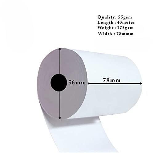 PCW Plain White 78mm x 40metre Thermal Paper Roll  - (Pack of 1)